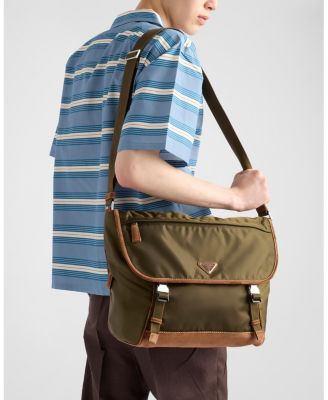 Large Re-Nylon and Suede Shoulder Bag