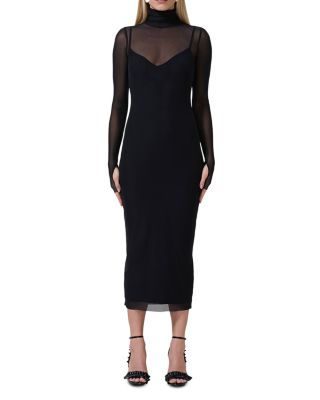 Power Mesh Bodycon Midi Dress