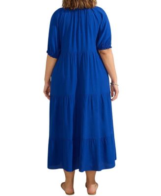  Tiered V-Neck Midaxi Dress