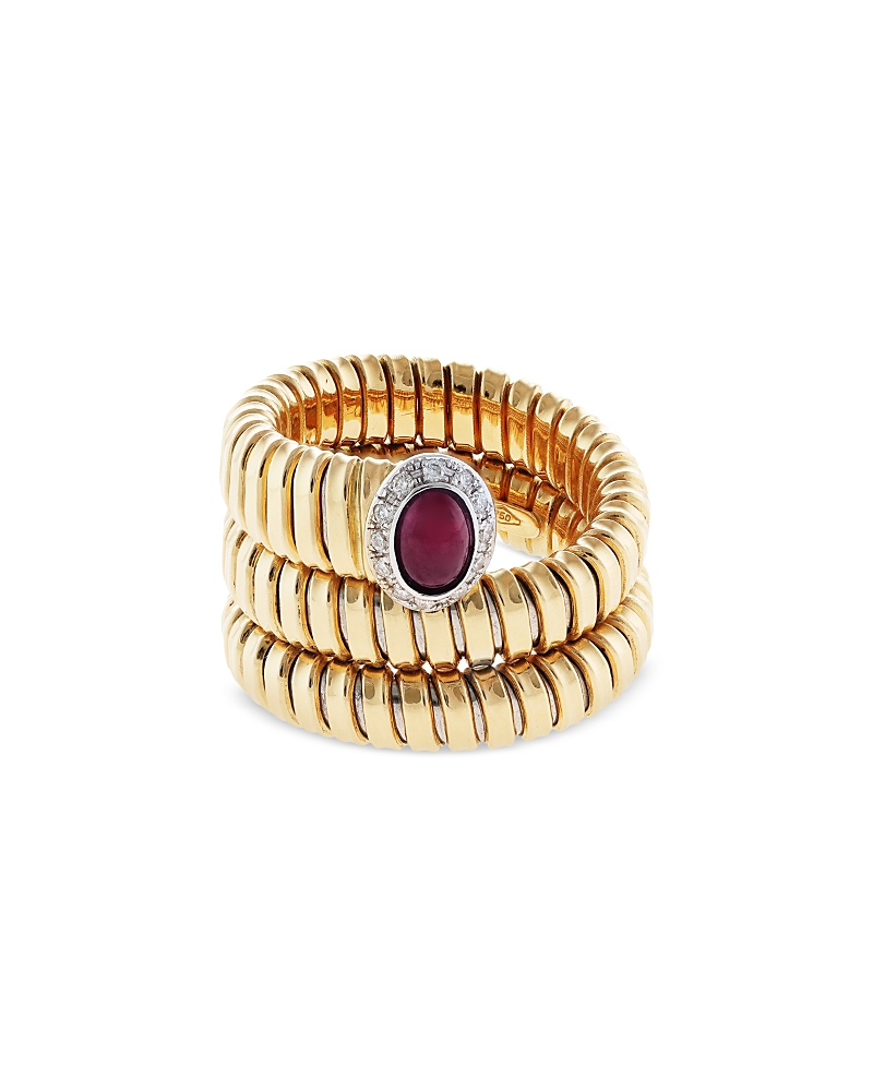Alberto Milani 18k Yellow Gold Via Giardino Ruby & Diamond Tubogas Wrap Ring In Gold