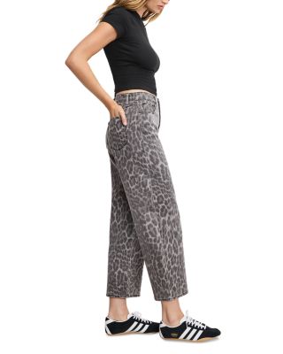 Good Standard Barrel Jeans in Gray Lucky Leopard