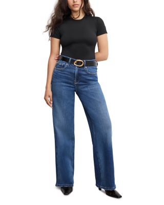 Soft Tech Good Petite Skate Wide Leg Jeans in Indigo891