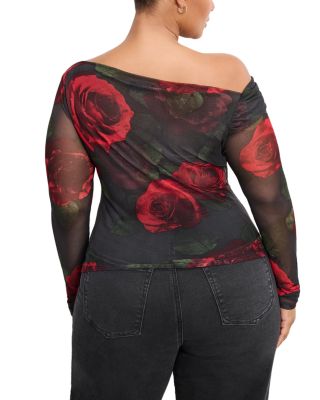 Mesh Ruched Asymmetric Top