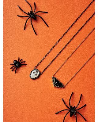 Obsidian Bat Pendant Necklace, 19" 