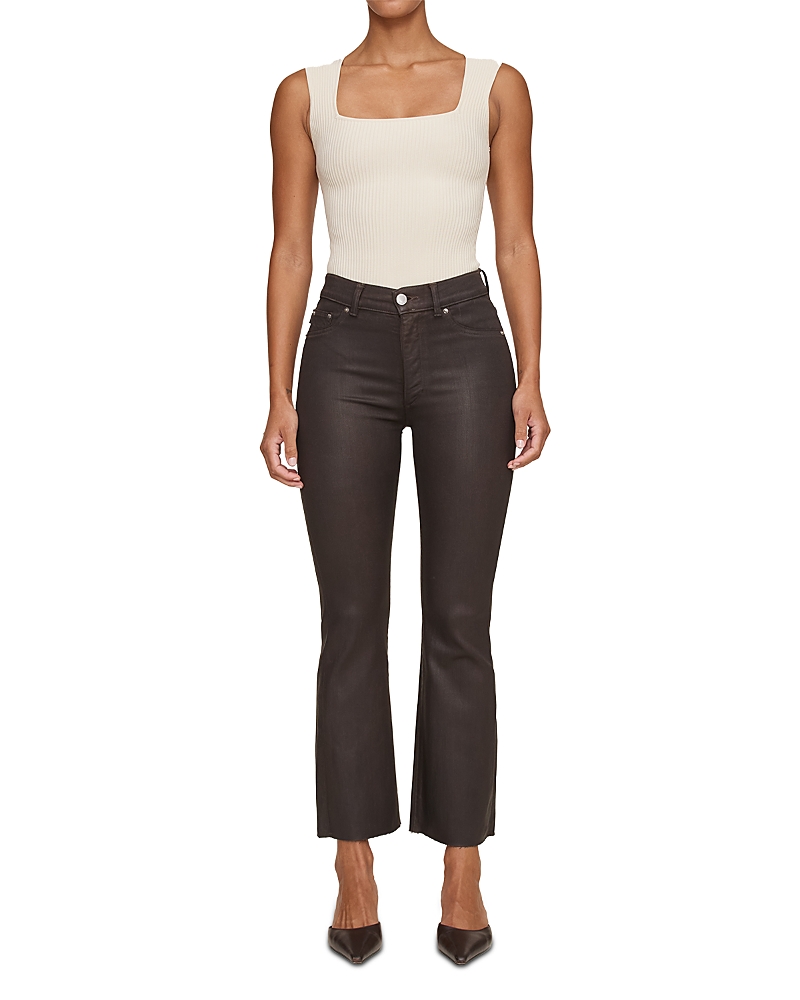 Dl1961 Bridget Boot High Rise Instasculpt Coated Jeans In Chocolate In Multi