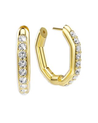 Dextera Pav&eacute; Crystal Geometric Hoop Earrings