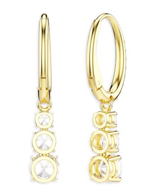Stilla Crystal Attract Three Stone Dangle Hoop Earrings