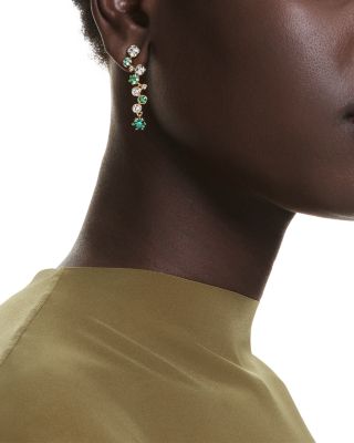Constella White & Green Crystal Linear Drop Earrings