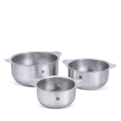 6 Piece Stainless Steel Nesting Bowls and Table Strainers Set