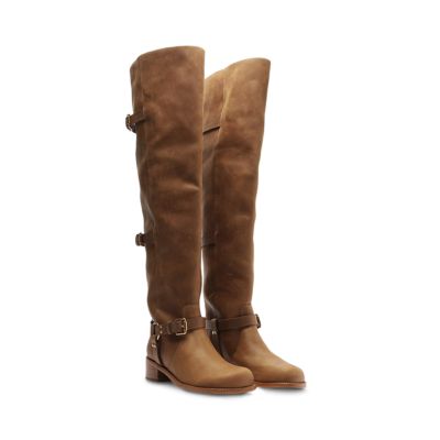 Women's Distressed Leather Over The Knee Boots