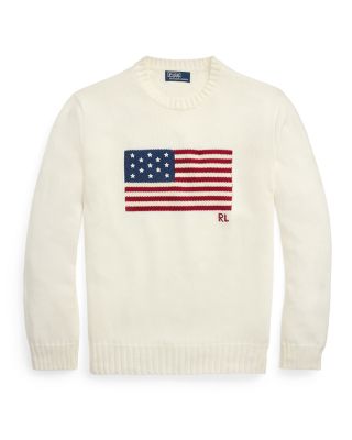 Cotton American Flag Regular Fit Crewneck Sweater