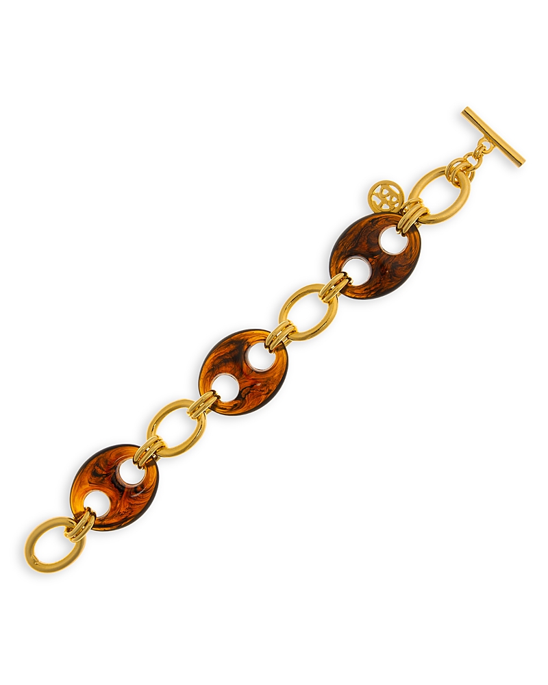 Ben-amun Tortoiseshell Look Mariner Link Toggle Bracelet In Gold