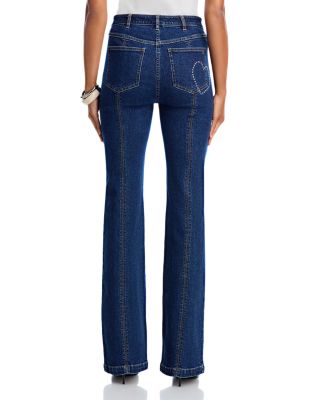 Studded Single Heart Shailene High Rise Jeans in Oceane/Silver