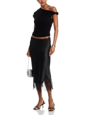 Lace Trim Satin Midi Slip - Exclusive