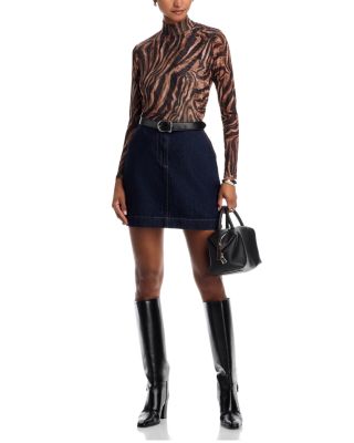 Animal Print Mesh Long Sleeve Top - Exclusive