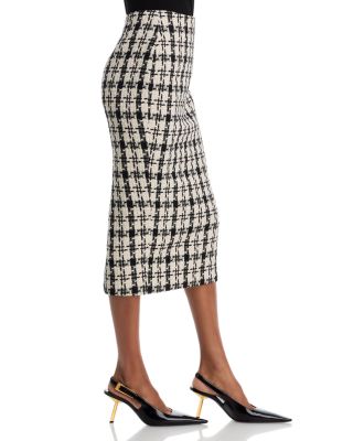 Houndstooth Tweed Midi Skirt - Exclusive 