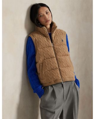 Cable Knit Wool Cashmere Quilted Vest