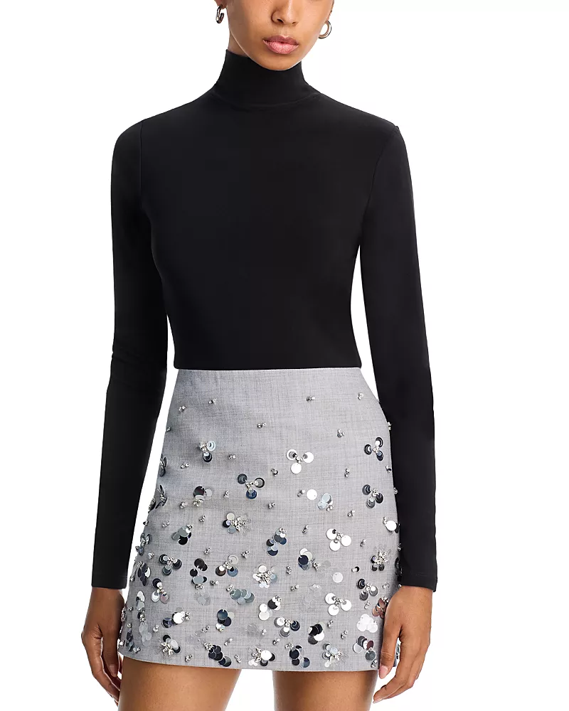 Aqua Turtleneck Jersey Top - Exclusive