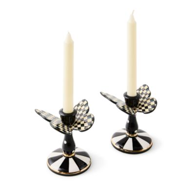 Courtly Check Tall Butterfly Candlesticks, Set of 2