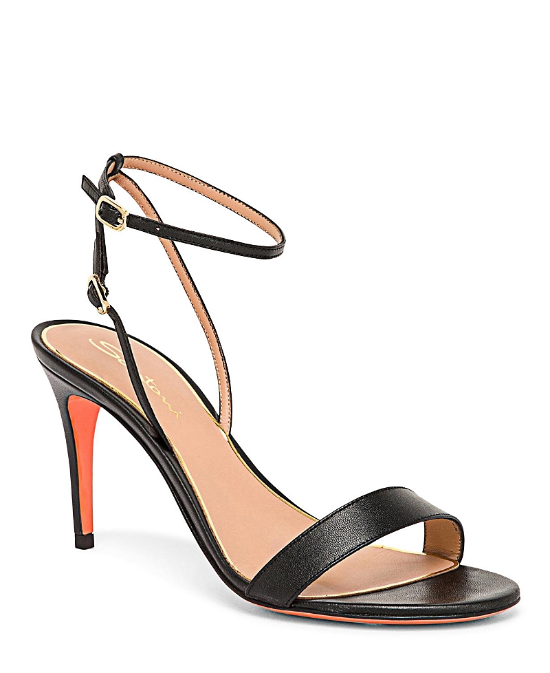 Santoni Women's Leather High Heel Sandal In Black