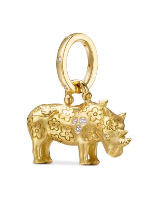 18K Yellow Gold FJ Diamond Kifaru Rhino Pendant