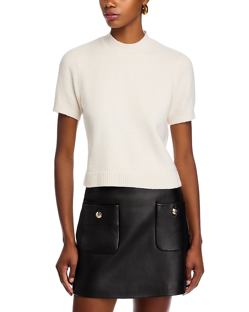 French Connection Vhari Short Sleeve Crop Sweater In Neutral