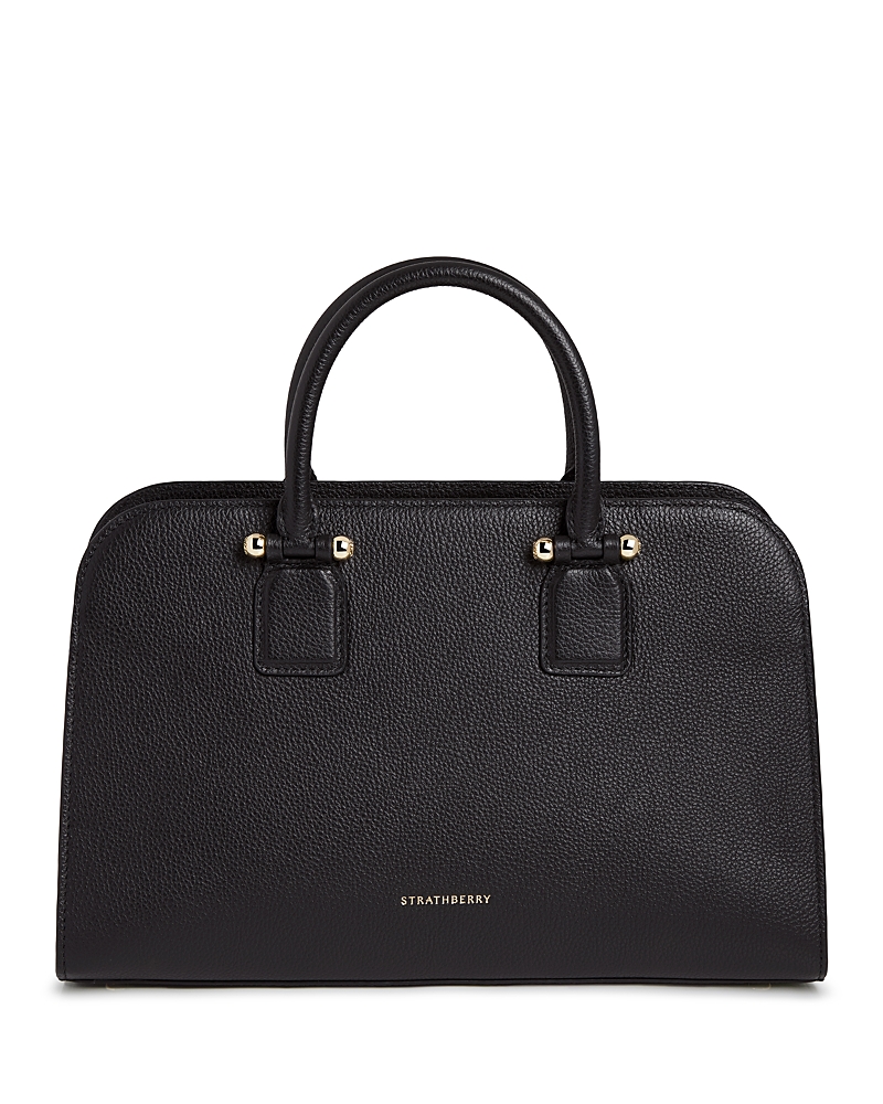 Strathberry Georgia Midi Fine Grain Leather Tote Bag In Black