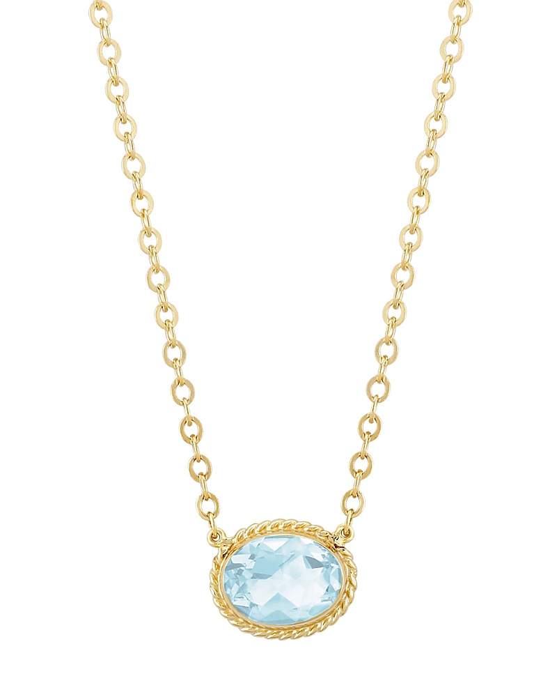 Bloomingdale's Fine Collection Aquamarine Faceted Oval Pendant Necklace In 14k Yellow Gold, 18-19 In Gold