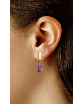 Amethyst Trapezoid Drop Earrings in 14K Yellow Gold