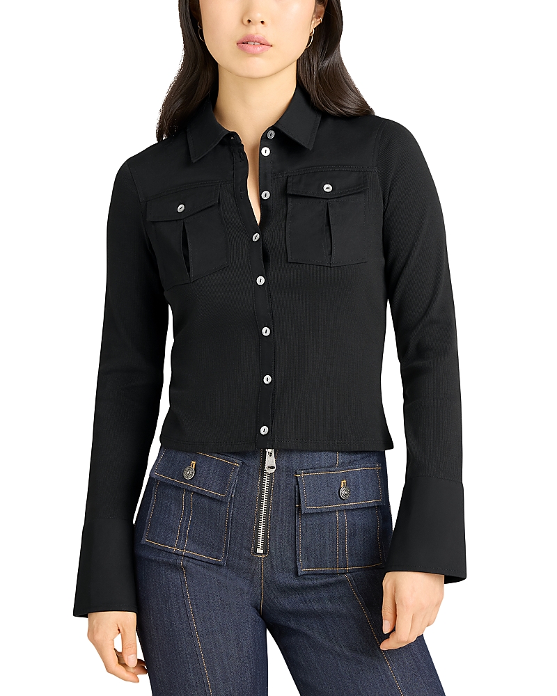 Cinq À Sept Cinq A Sept Lyric Long Sleeve Poplin Top In Black