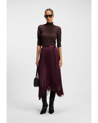 Velacey Pleated Asymmetric Maxi Skirt