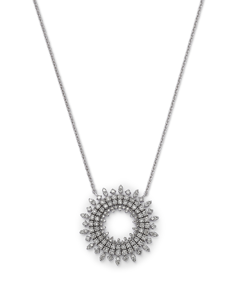 Bloomingdale's Fine Collection Diamond Circle Pendant Necklace in 14K White Gold, 1.25 tcw
