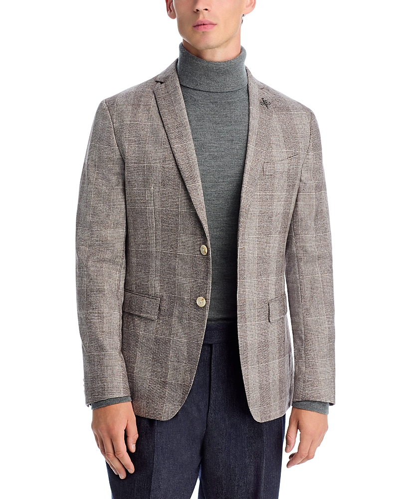 John Varvatos Varick Slim Fit Jersey Plaid Sport Coat In Brown
