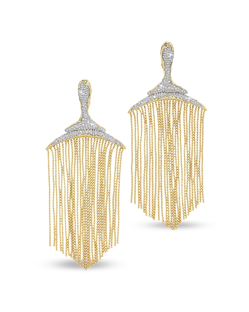 Alexis Bittar Alexis Bitar Solanales Crystal & Fringe Statement Earrings In Gold