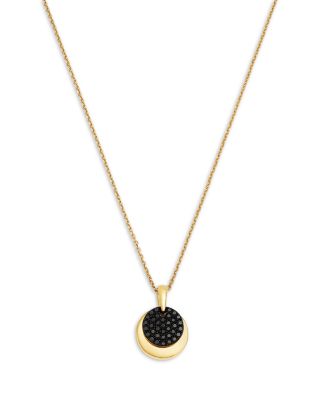 Black Diamond Circle Pendant Necklace in 14K Yellow Gold, 0.25 tcw