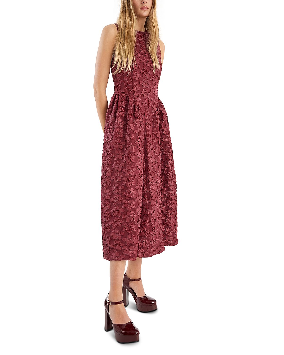 Rotate Jacquard Midi Dress