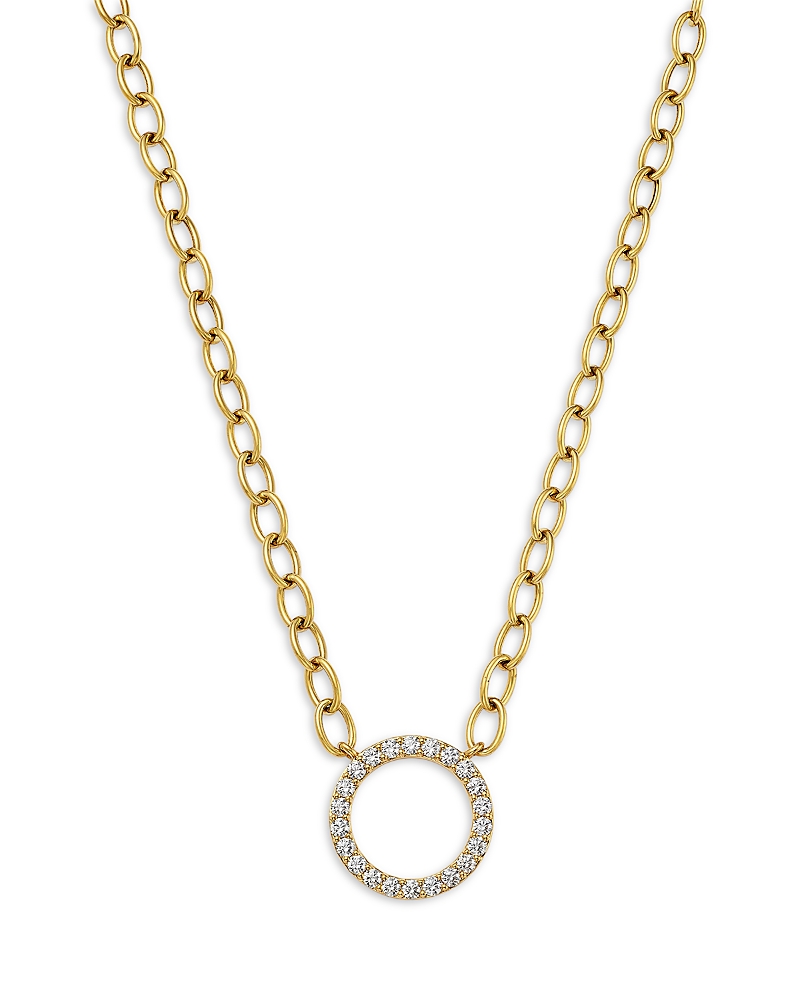 Bloomingdale's Fine Collection Diamond Circle Pendant Necklace in 14K Yellow Gold, 1.0 tcw
