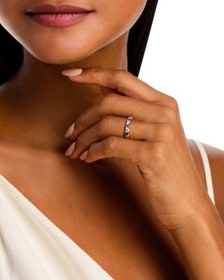 Gemstone & Diamond Band Ring in 14K Yellow Gold