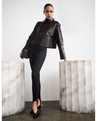 Cropped Leather Trench Coat