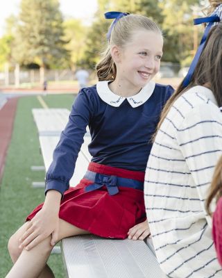  Organic Brushed Cotton Pleated Skirt with Bow - Big Kid