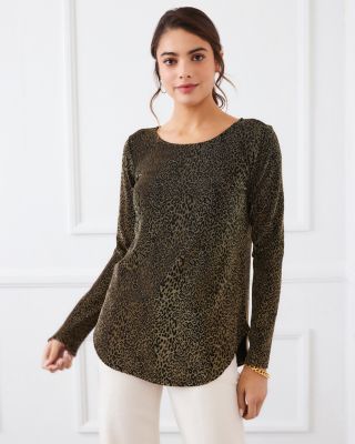 Metallic Knit Shirttail Top