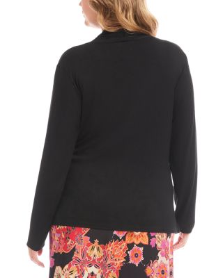 Plus Long Sleeve Crossover Side Shirred Top