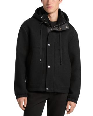 Bonded Wool Blend Hooded Jacket