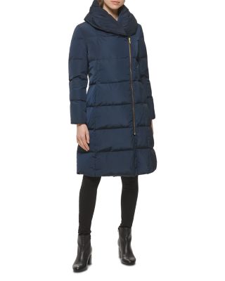 Taffeta Down Zip Front Coat