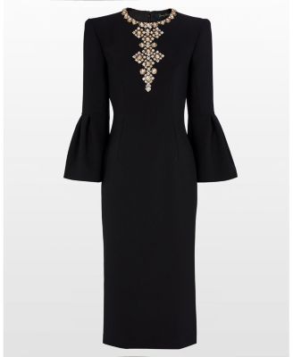 Margoni Bell-sleeve embellished midi dress