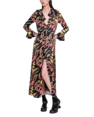 Feather Fern Ruffle Tie Dress