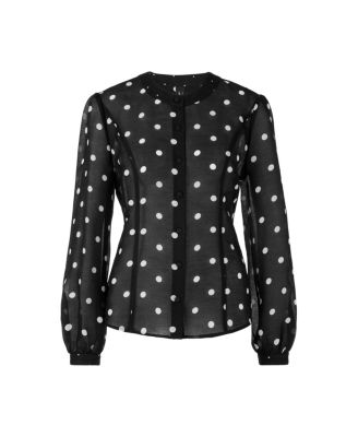 Silk and Linen Polka Dot Blouse