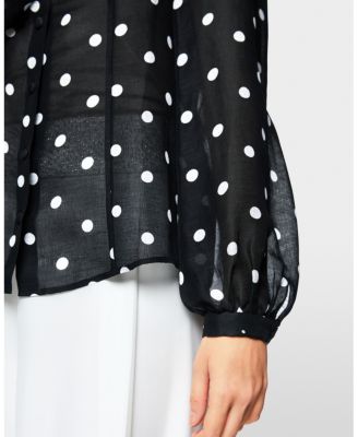Silk and Linen Polka Dot Blouse