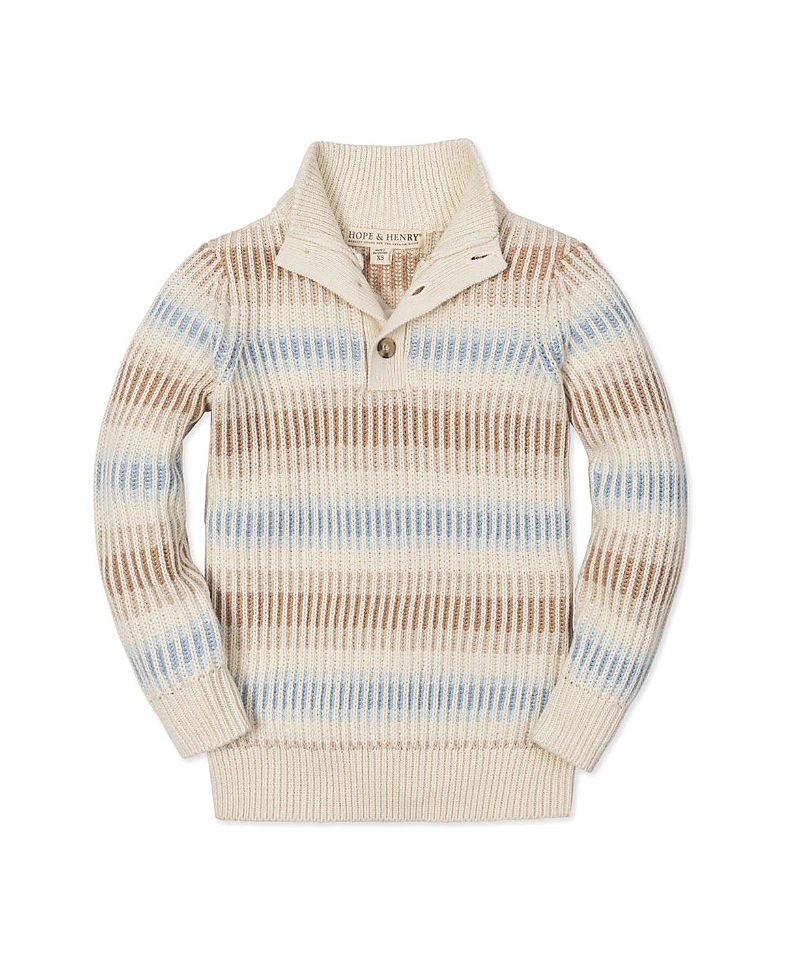 Hope & Henry Kids' Organic Mock Neck Stripe Sweater In Multi