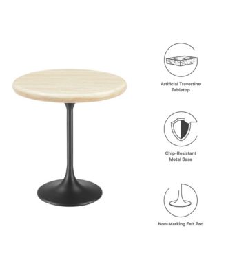 Lippa Round Artificial Travertine Side Table